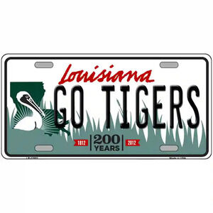 LSU Go Tigers License Plate Sign Wall Art Sign Metal Louisiana New Retro  Auto